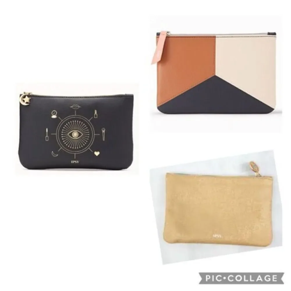 NEW Lot of 3 IPSY Makeup Cosmetic Bags Glam Bags 2020 & 2021 Limited Edition